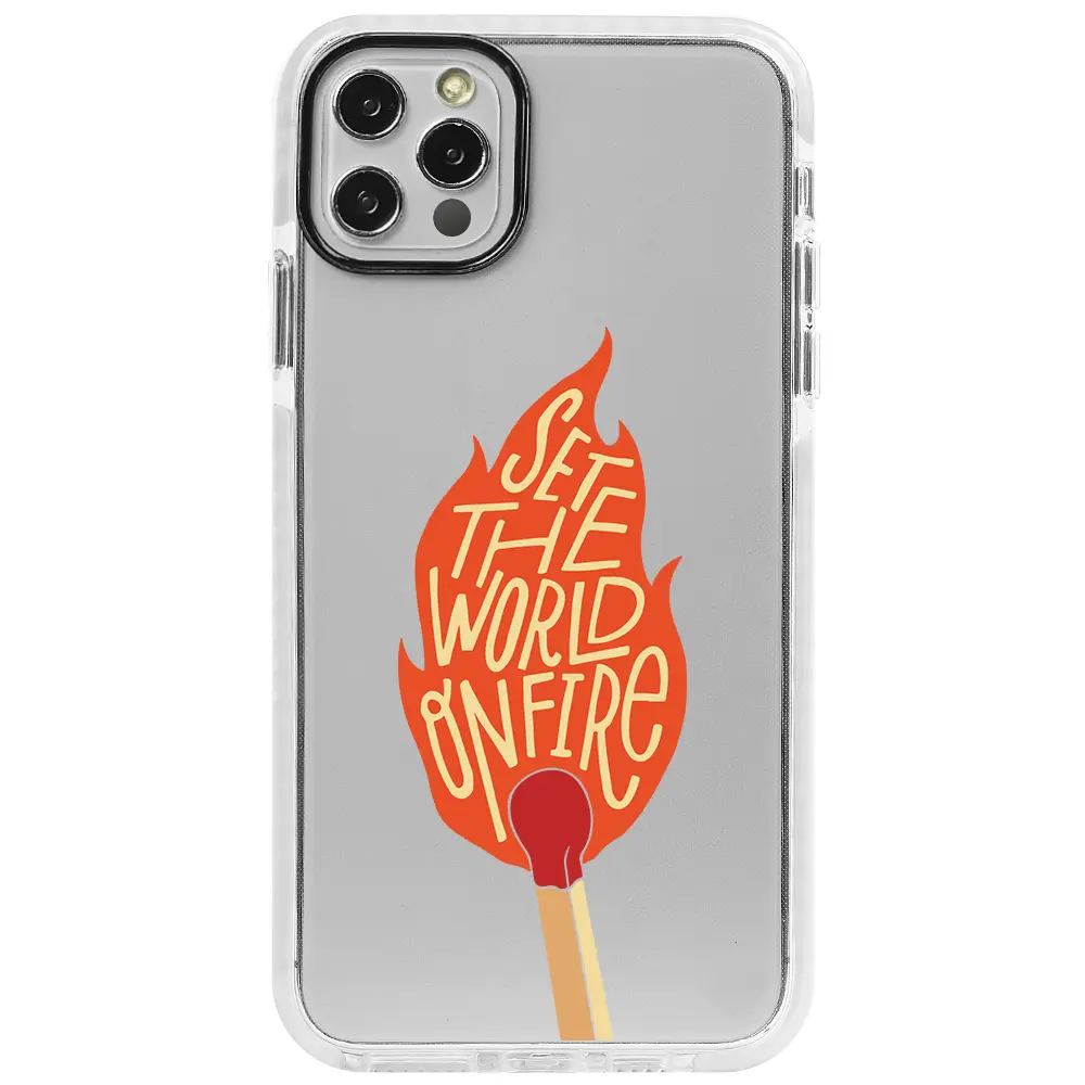 Apple iPhone 12 Pro Max Beyaz Impact Premium Telefon Kılıfı - World on Fire