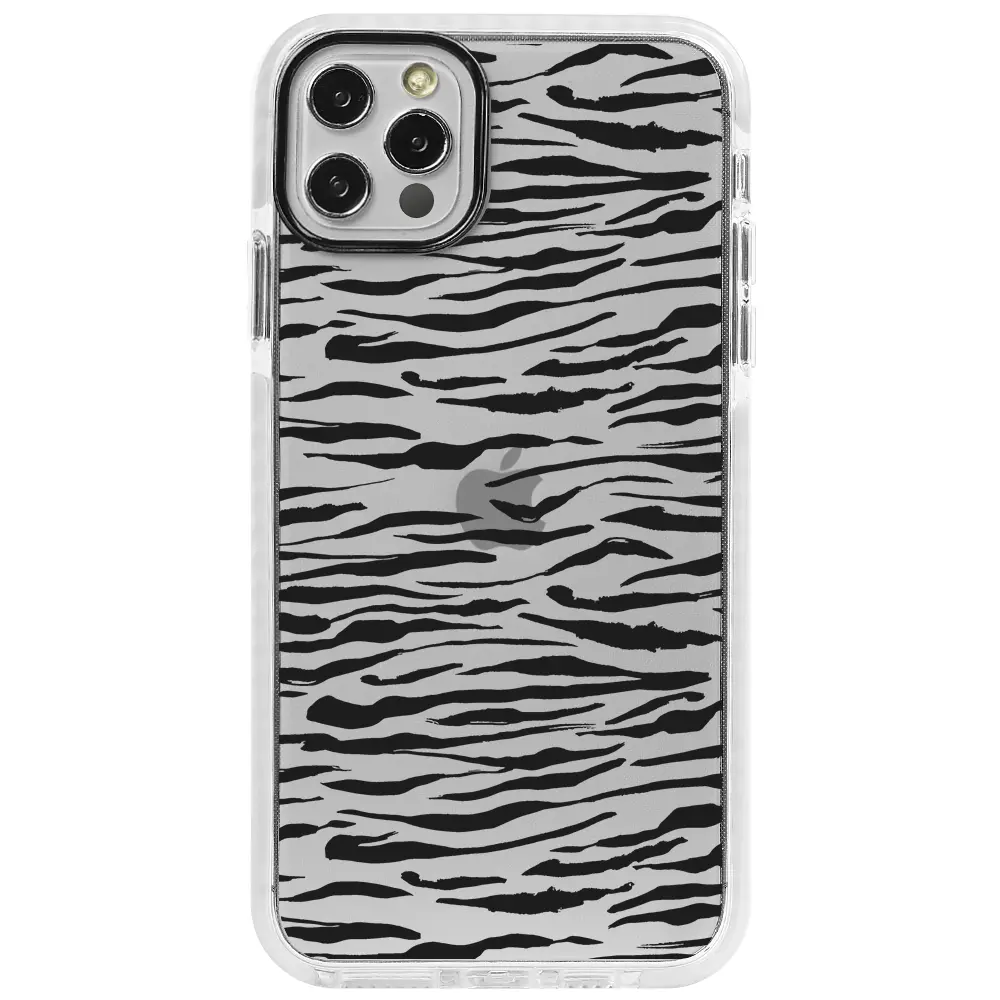 Apple iPhone 12 Pro Max Beyaz Impact Premium Telefon Kılıfı - Zebra