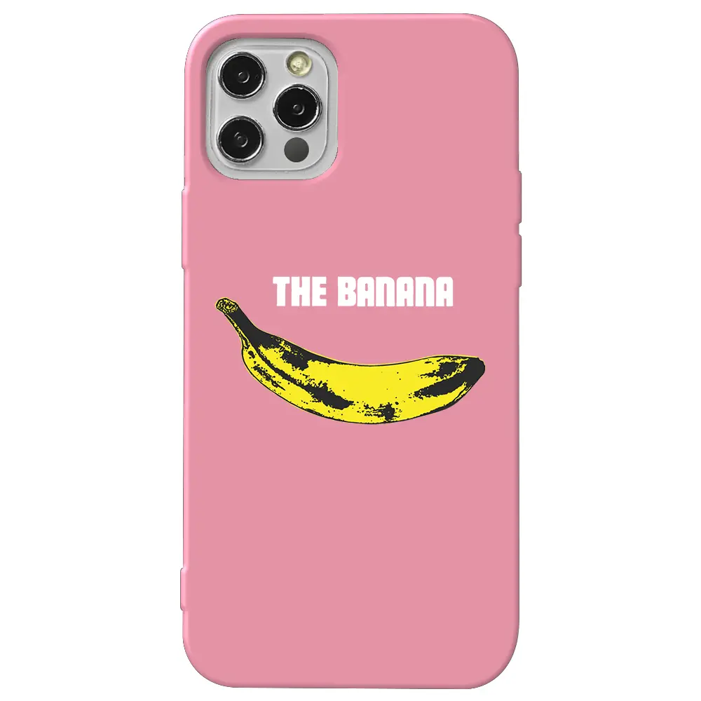 Apple iPhone 12 Pro Max Pembe Renkli Silikon Telefon Kılıfı - Andy Warhol Banana