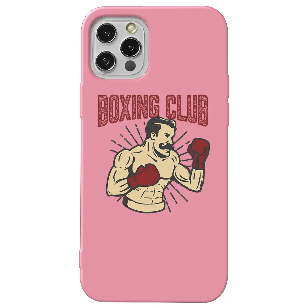 Apple iPhone 12 Pro Max Pembe Renkli Silikon Telefon Kılıfı - Boxing Club