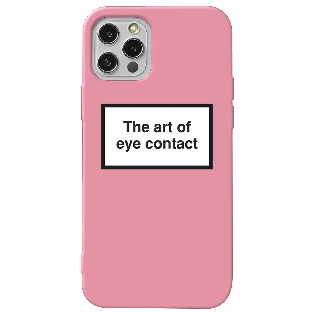 Apple iPhone 12 Pro Max Pembe Renkli Silikon Telefon Kılıfı - Eye Contact