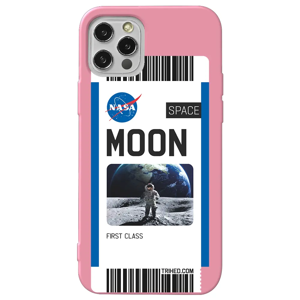 Apple iPhone 12 Pro Max Pembe Renkli Silikon Telefon Kılıfı - Moon Bileti