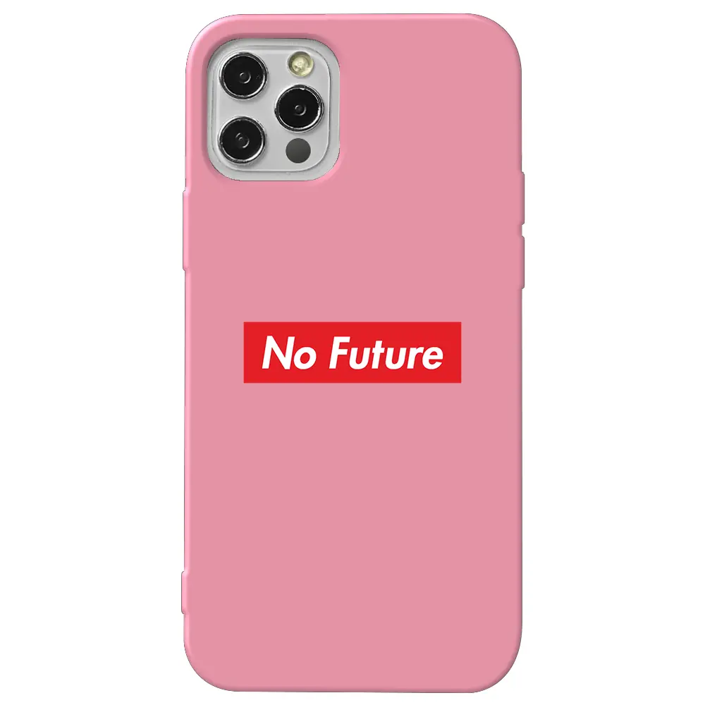 Apple iPhone 12 Pro Max Pembe Renkli Silikon Telefon Kılıfı - No Future