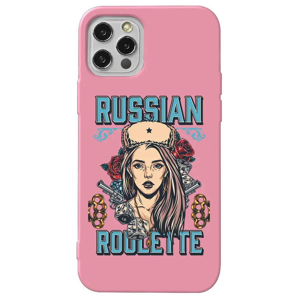 Apple iPhone 12 Pro Max Pembe Renkli Silikon Telefon Kılıfı - Russian Girl
