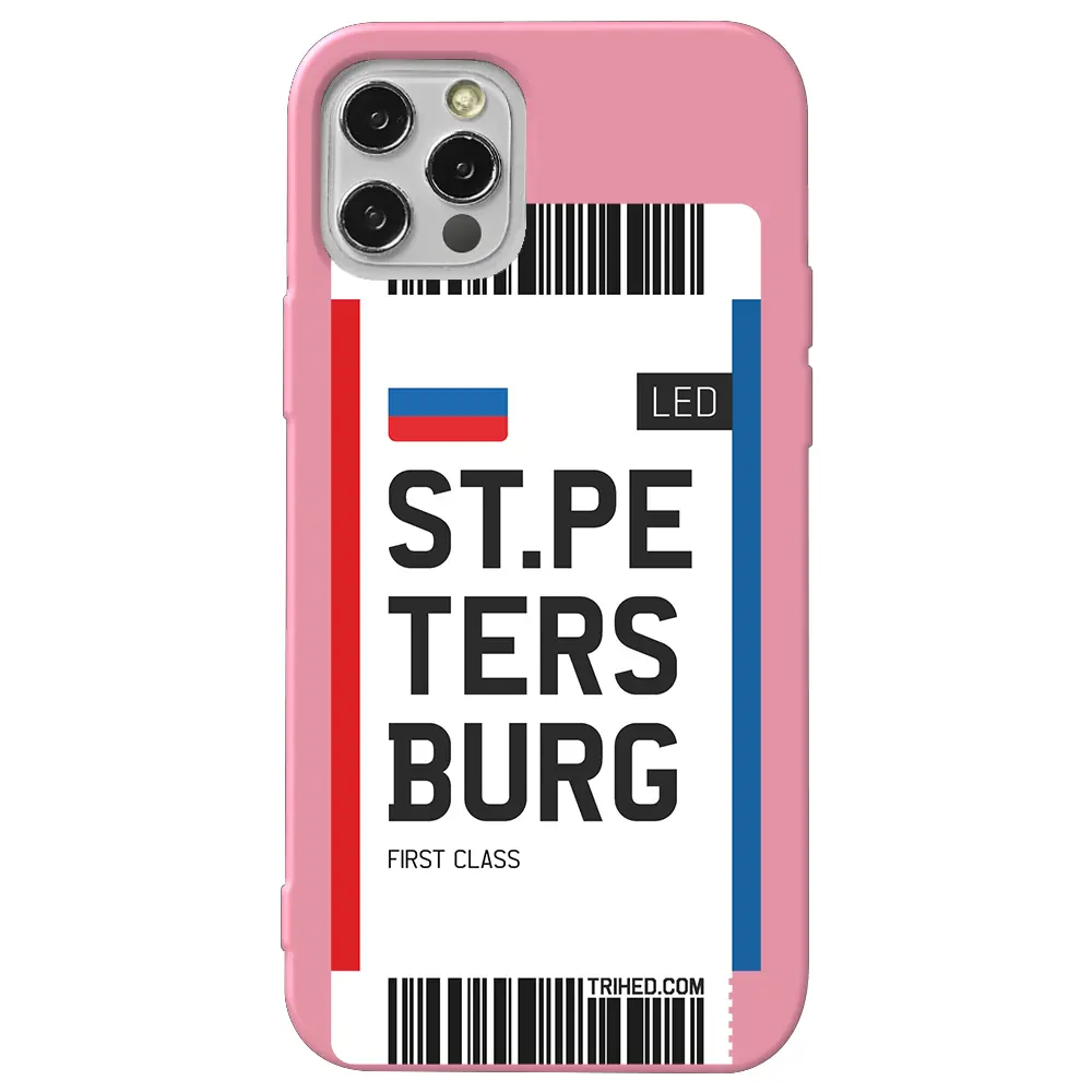Apple iPhone 12 Pro Max Pembe Renkli Silikon Telefon Kılıfı - St. Petersburg Bileti