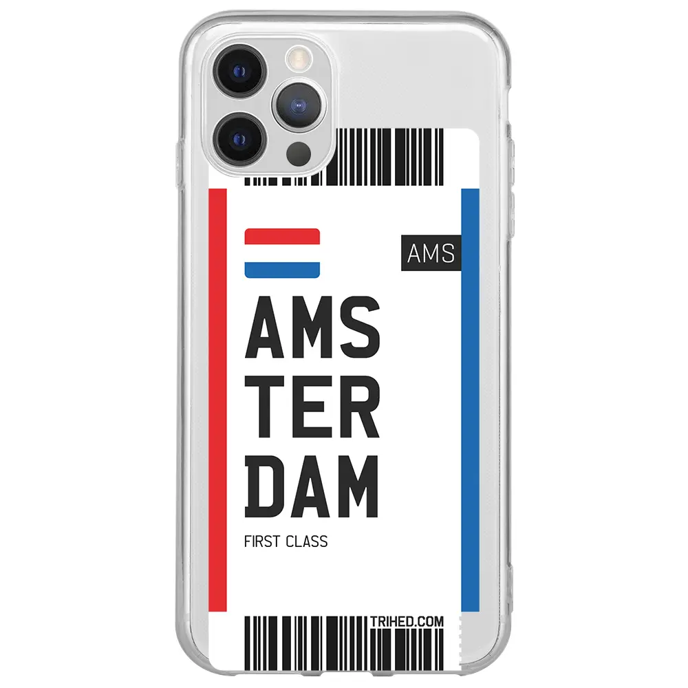 Apple iPhone 12 Pro Max Şeffaf Telefon Kılıfı - Amsterdam Bileti
