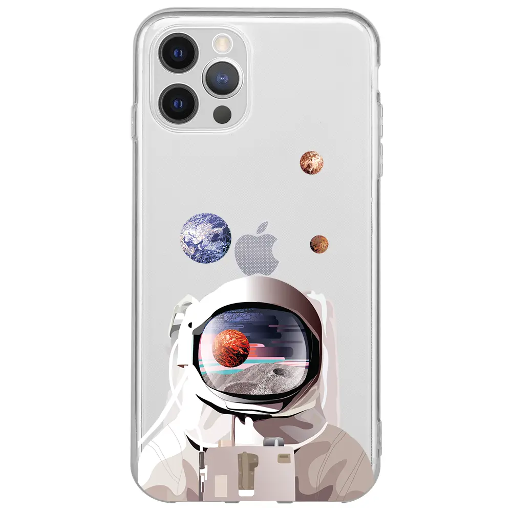 Apple iPhone 12 Pro Max Şeffaf Telefon Kılıfı - Astronotun Gözünden