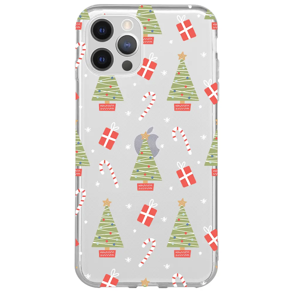 Apple iPhone 12 Pro Max Şeffaf Telefon Kılıfı - Christmas Candy