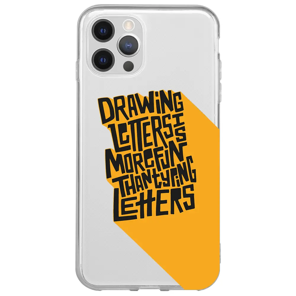 Apple iPhone 12 Pro Max Şeffaf Telefon Kılıfı - Drawing Letters