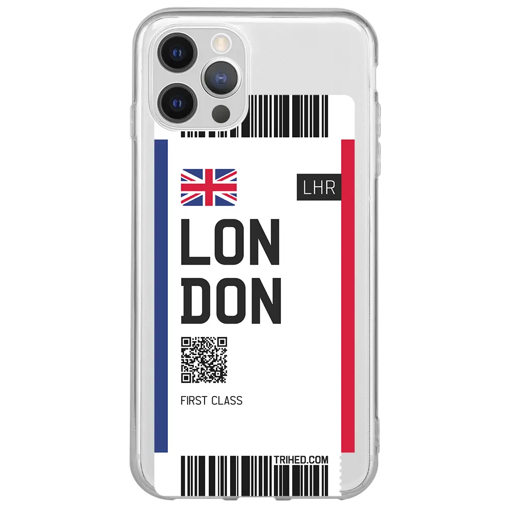 Apple iPhone 12 Pro Max Şeffaf Telefon Kılıfı - London Bileti