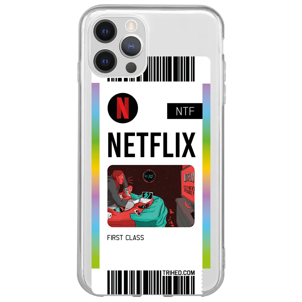 Apple iPhone 12 Pro Max Şeffaf Telefon Kılıfı - Netflix Bileti