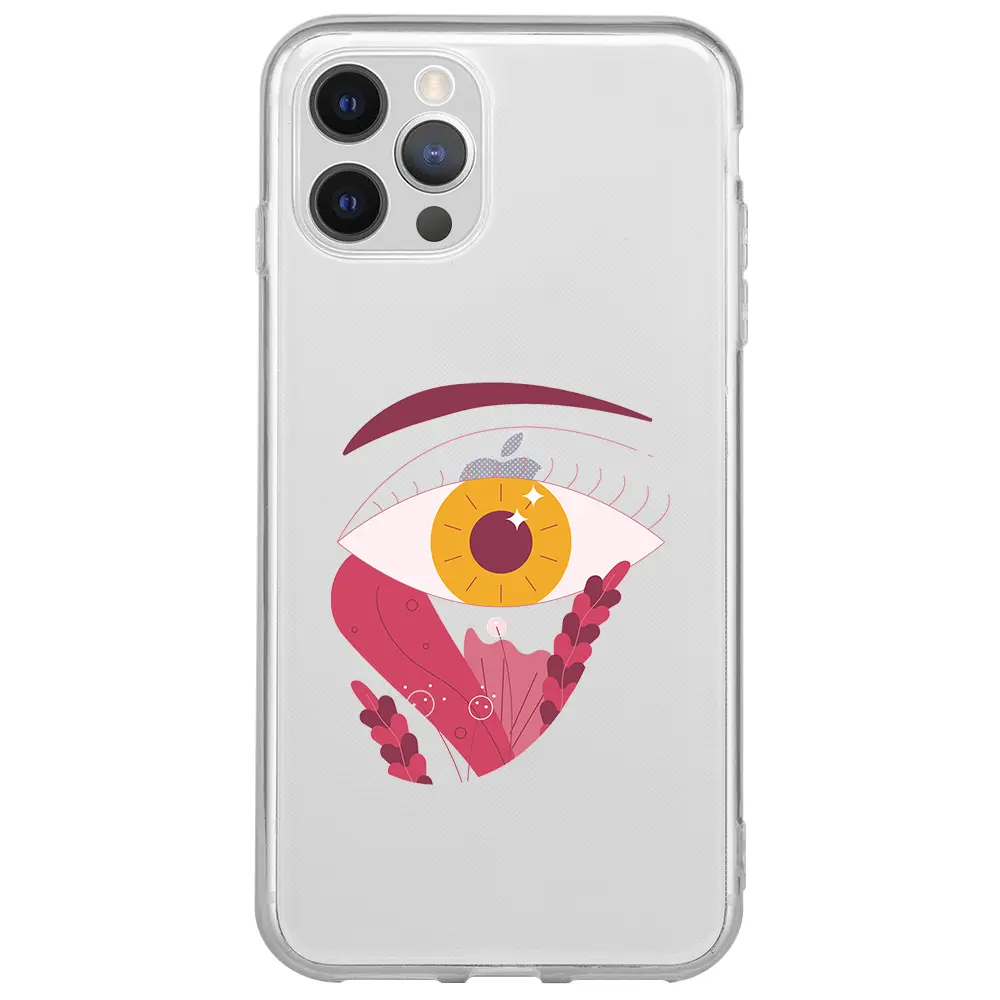 Apple iPhone 12 Pro Max Şeffaf Telefon Kılıfı - Sarı Göz