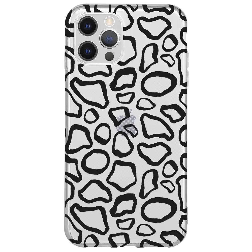 Apple iPhone 12 Pro Max Şeffaf Telefon Kılıfı - Siyah Pattern