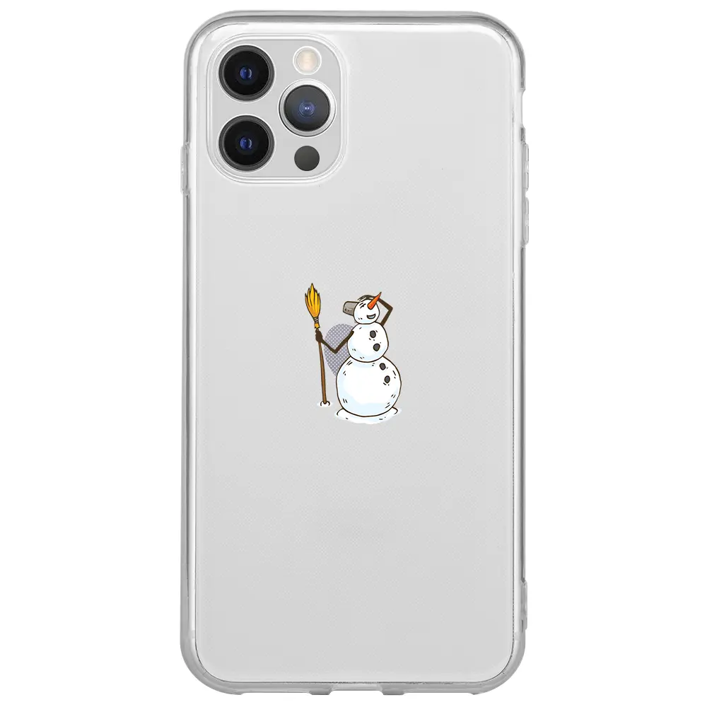 Apple iPhone 12 Pro Max Şeffaf Telefon Kılıfı - Snowman Looking Around