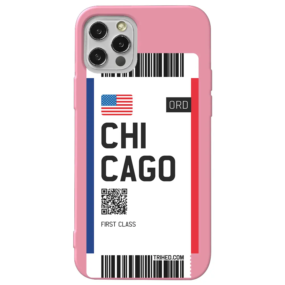 Apple iPhone 12 Pro Pembe Renkli Silikon Telefon Kılıfı - Chicago Bileti
