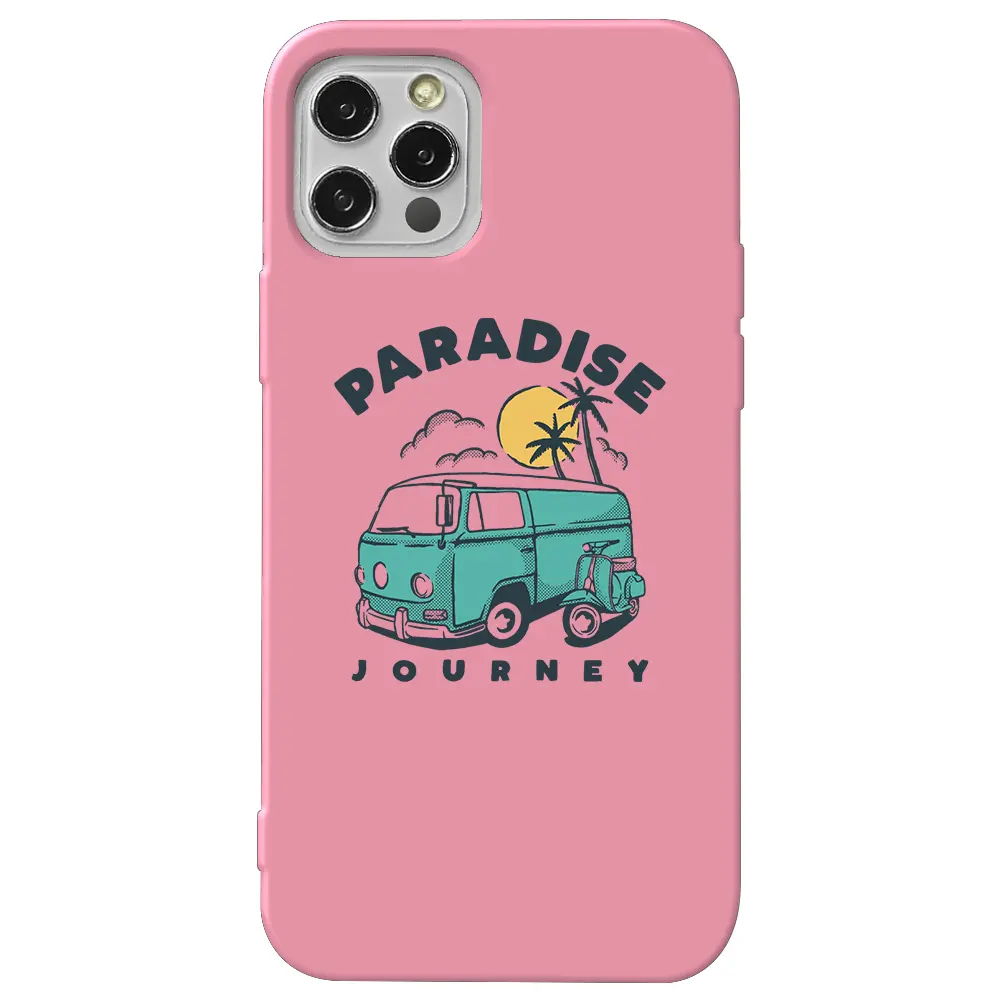Apple iPhone 12 Pro Pembe Renkli Silikon Telefon Kılıfı - Paradise
