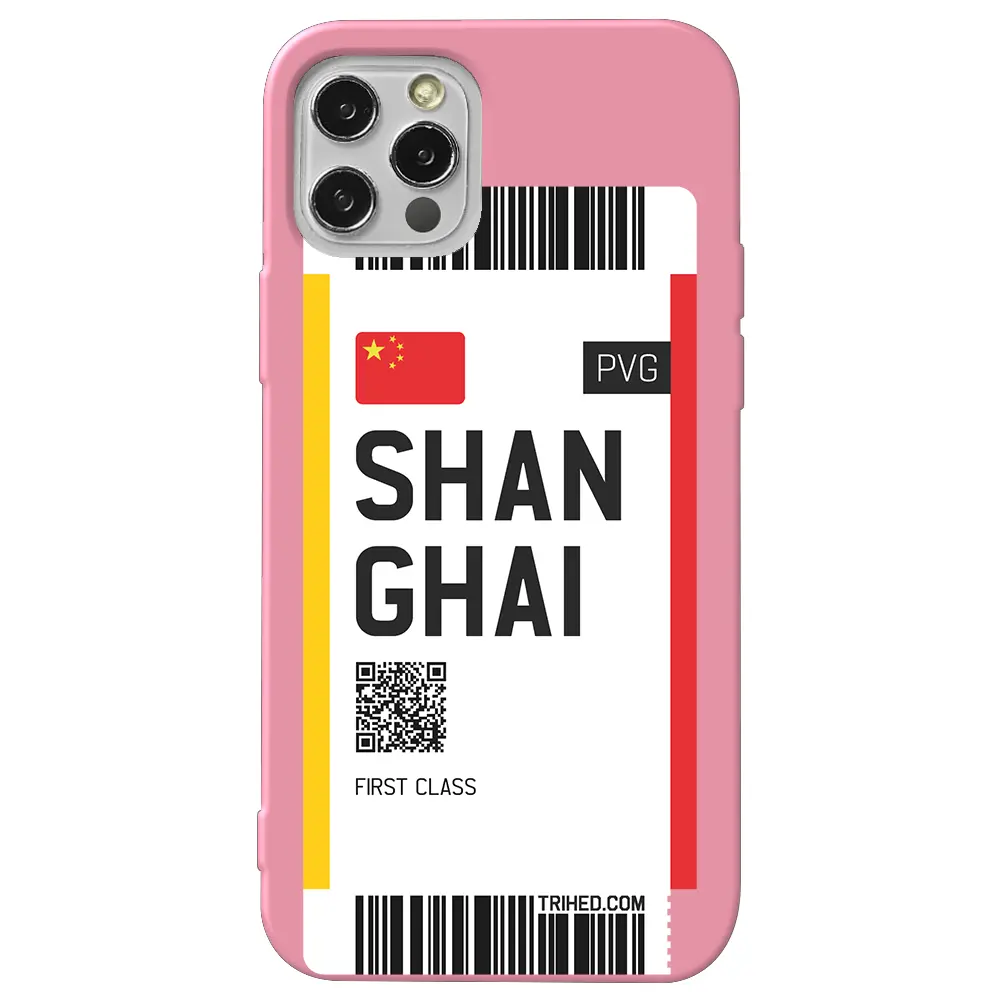Apple iPhone 12 Pro Pembe Renkli Silikon Telefon Kılıfı - Shanghai Bileti