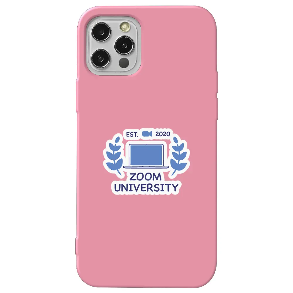 Apple iPhone 12 Pro Pembe Renkli Silikon Telefon Kılıfı - Zoom Üniversitesi