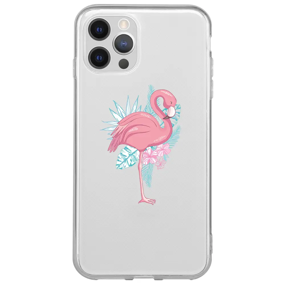 Apple iPhone 12 Pro Şeffaf Telefon Kılıfı - Alone Flamingo