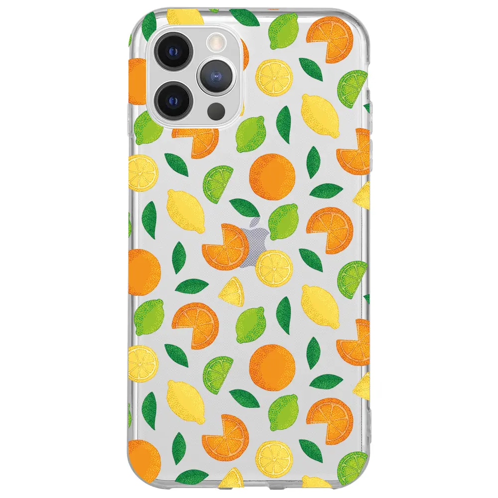 Apple iPhone 12 Pro Şeffaf Telefon Kılıfı - Portakal Limon