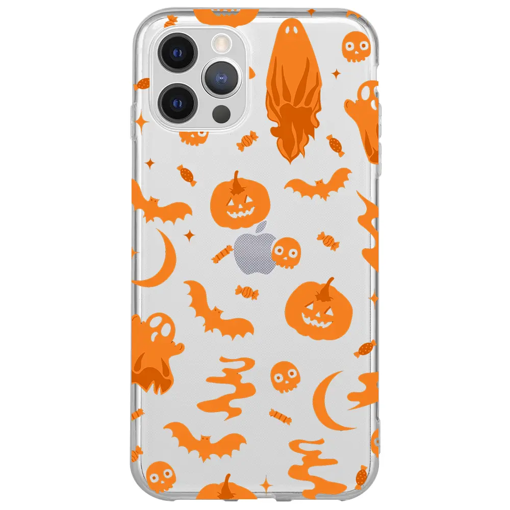 Apple iPhone 12 Pro Şeffaf Telefon Kılıfı - Spooky Orange