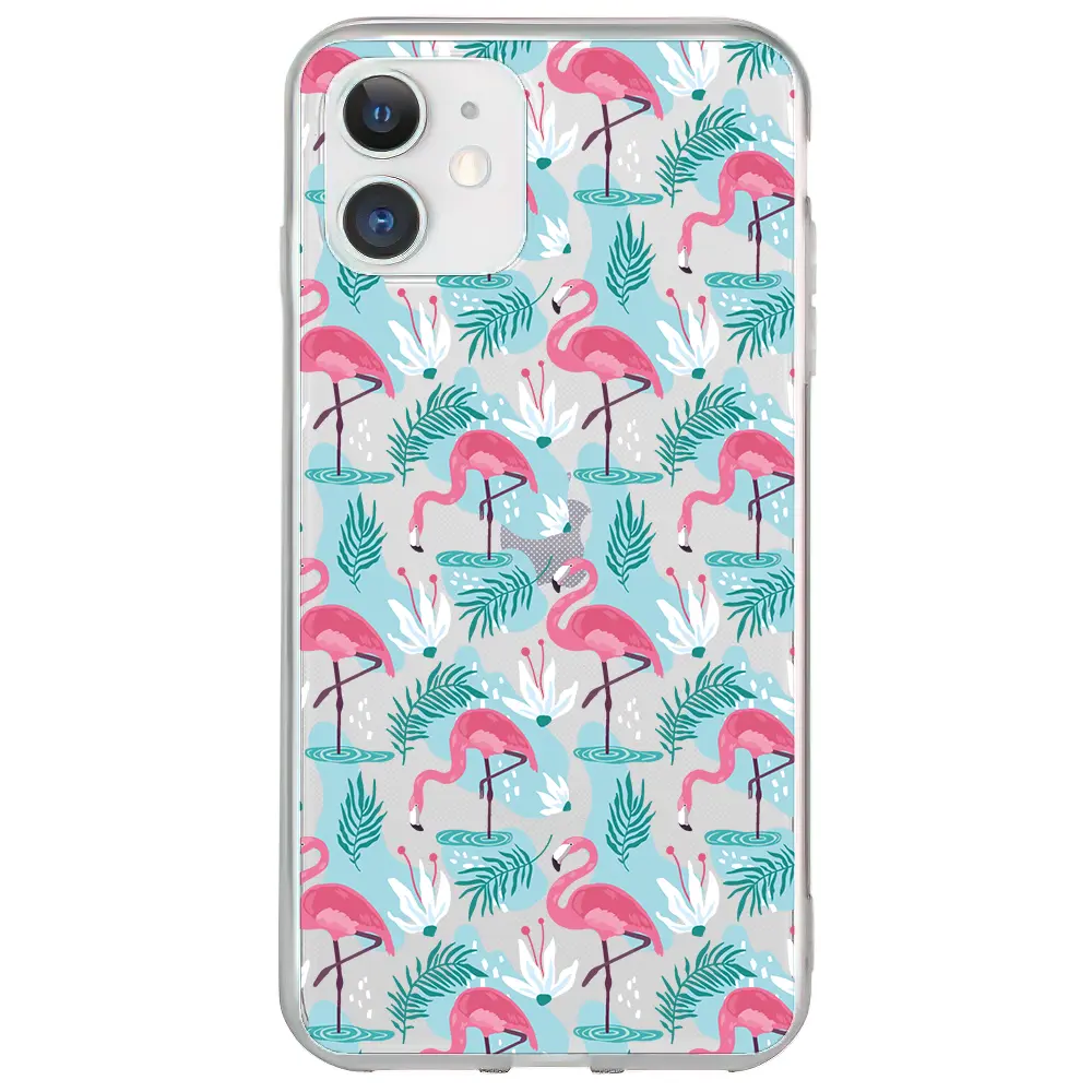 Apple iPhone 12 Şeffaf Telefon Kılıfı - Cold Flamingo