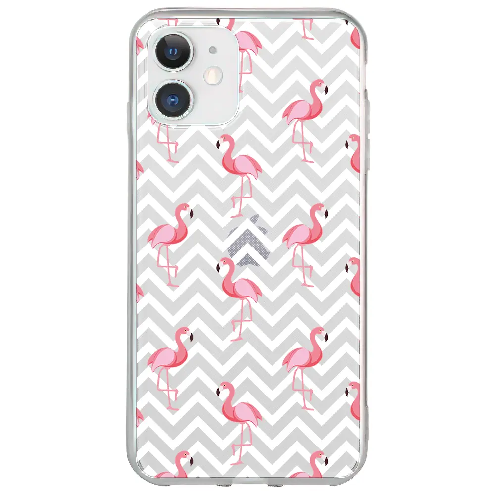 Apple iPhone 12 Şeffaf Telefon Kılıfı - Desen ve Flamingo
