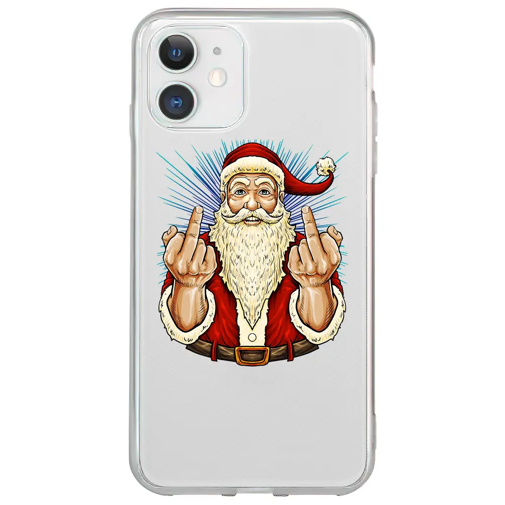 Apple iPhone 12 Şeffaf Telefon Kılıfı - Naughty Santa