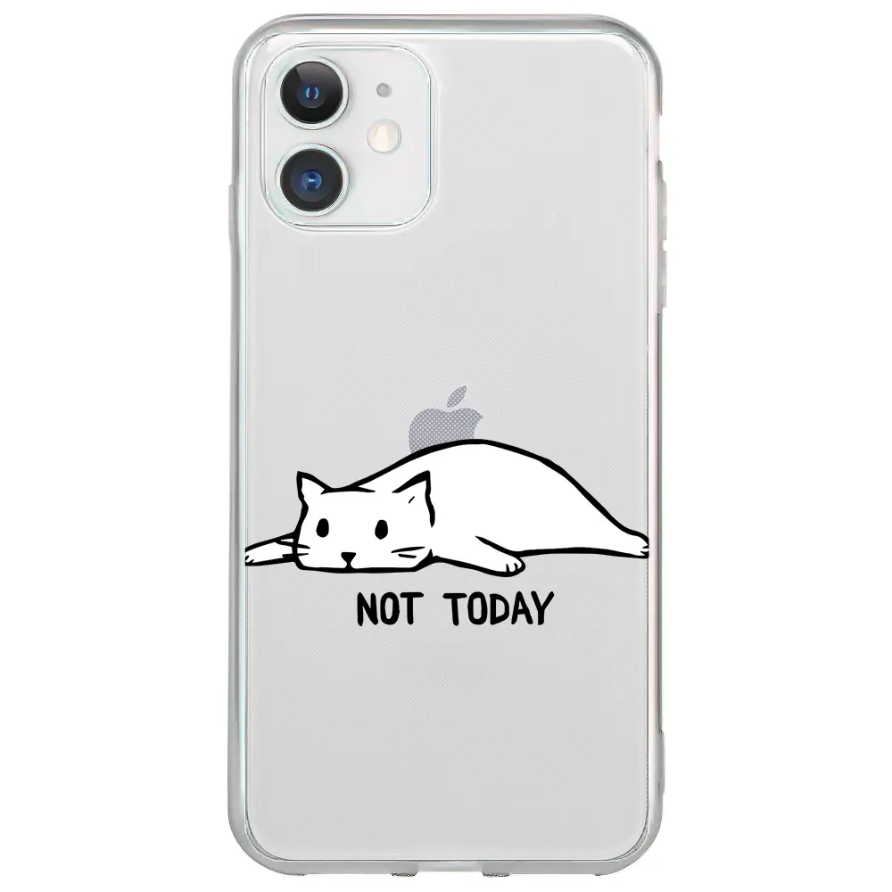 Apple iPhone 12 Şeffaf Telefon Kılıfı - Not Today Cat