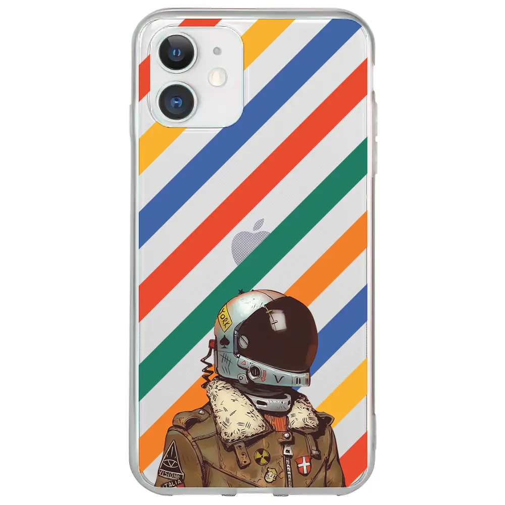 Apple iPhone 12 Şeffaf Telefon Kılıfı - Renkli Astronot
