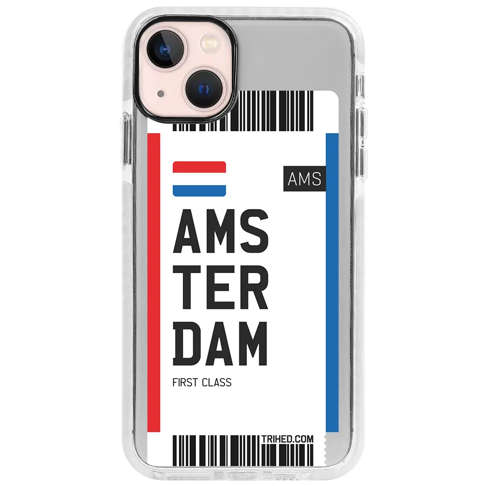 Apple iPhone 13 Beyaz Impact Premium Telefon Kılıfı - Amsterdam Bileti