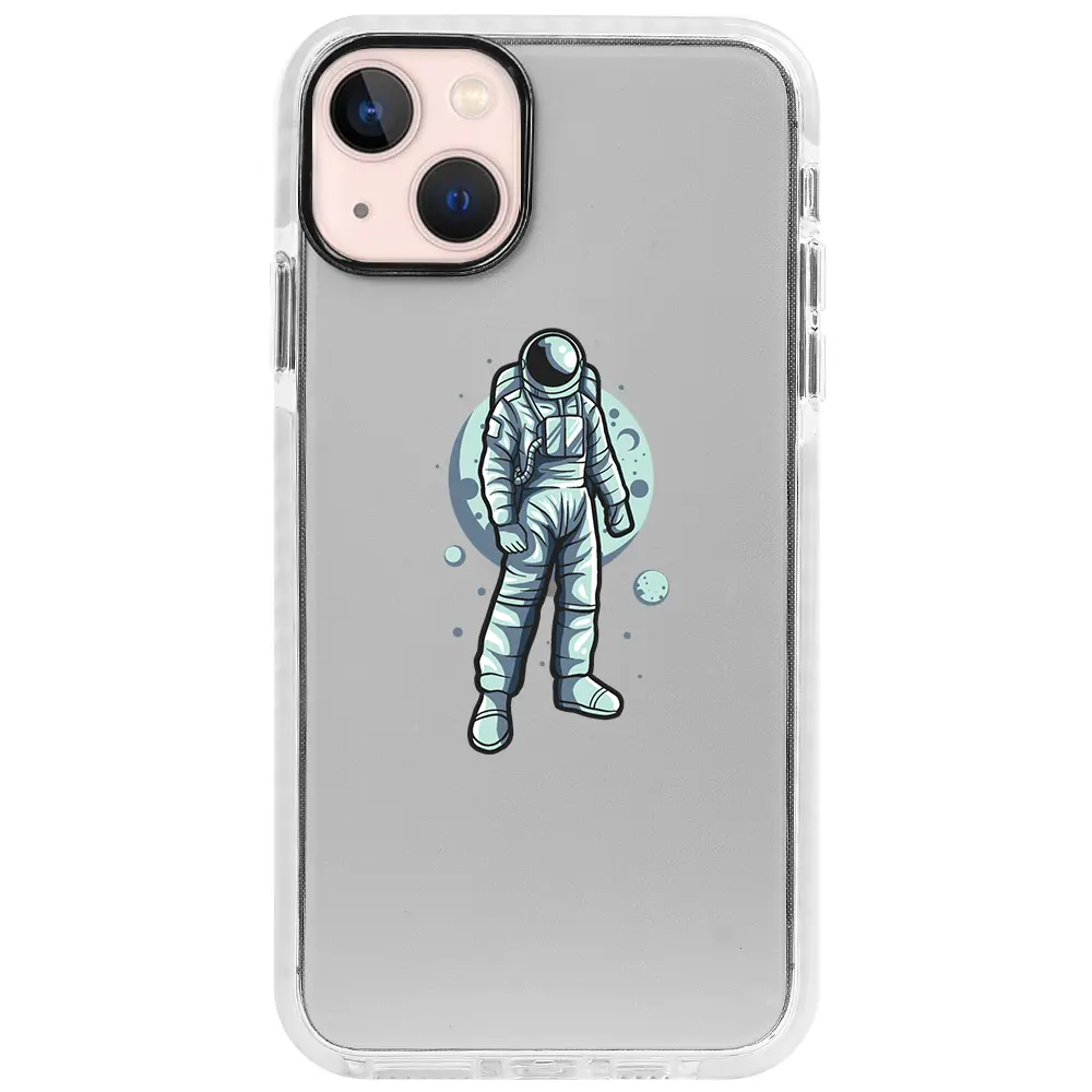 Apple iPhone 13 Beyaz Impact Premium Telefon Kılıfı - Astronot