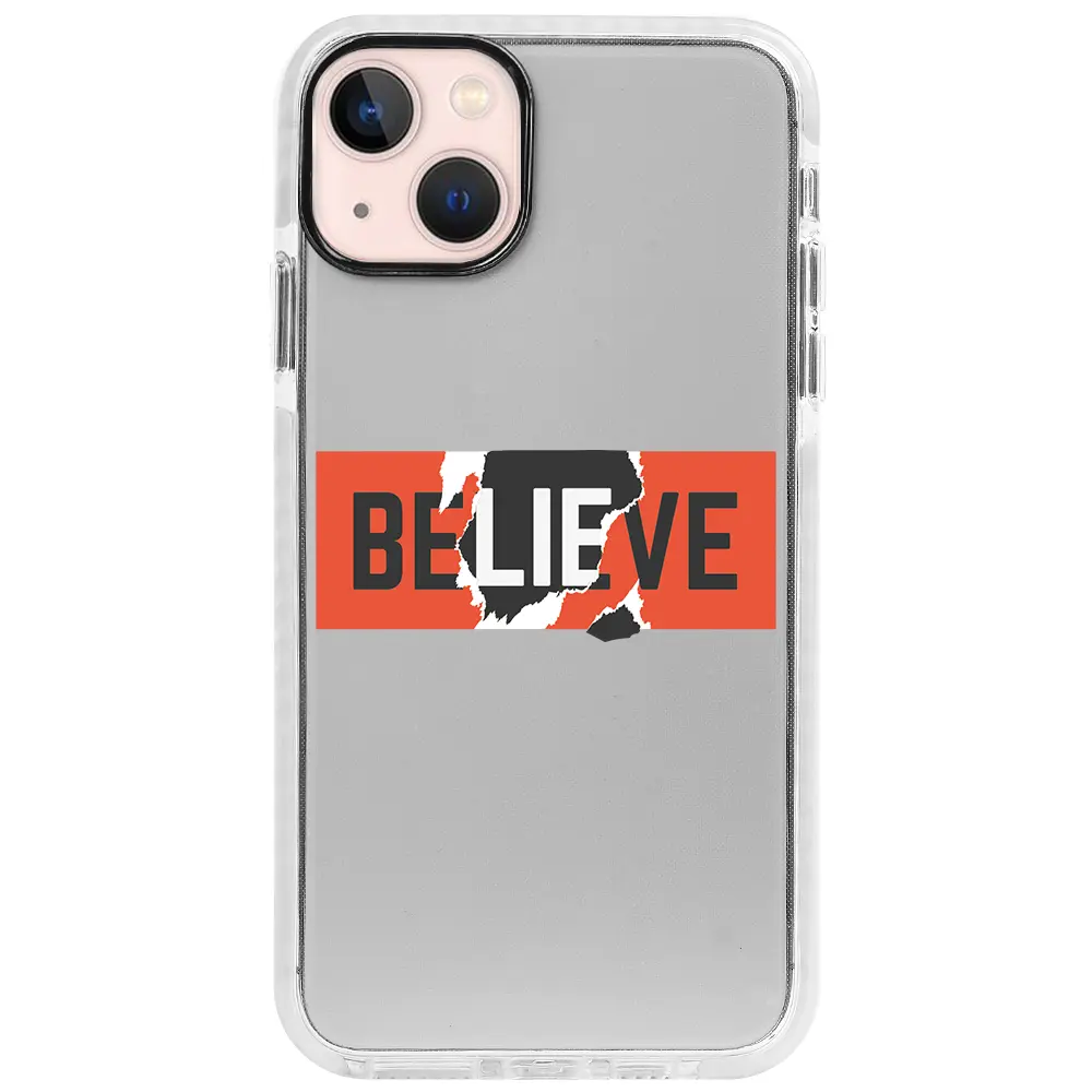 Apple iPhone 13 Beyaz Impact Premium Telefon Kılıfı - Believe