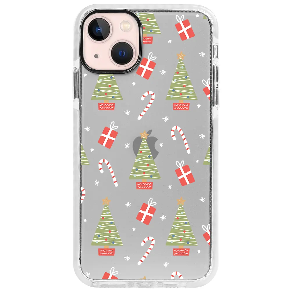 Apple iPhone 13 Beyaz Impact Premium Telefon Kılıfı - Christmas Candy