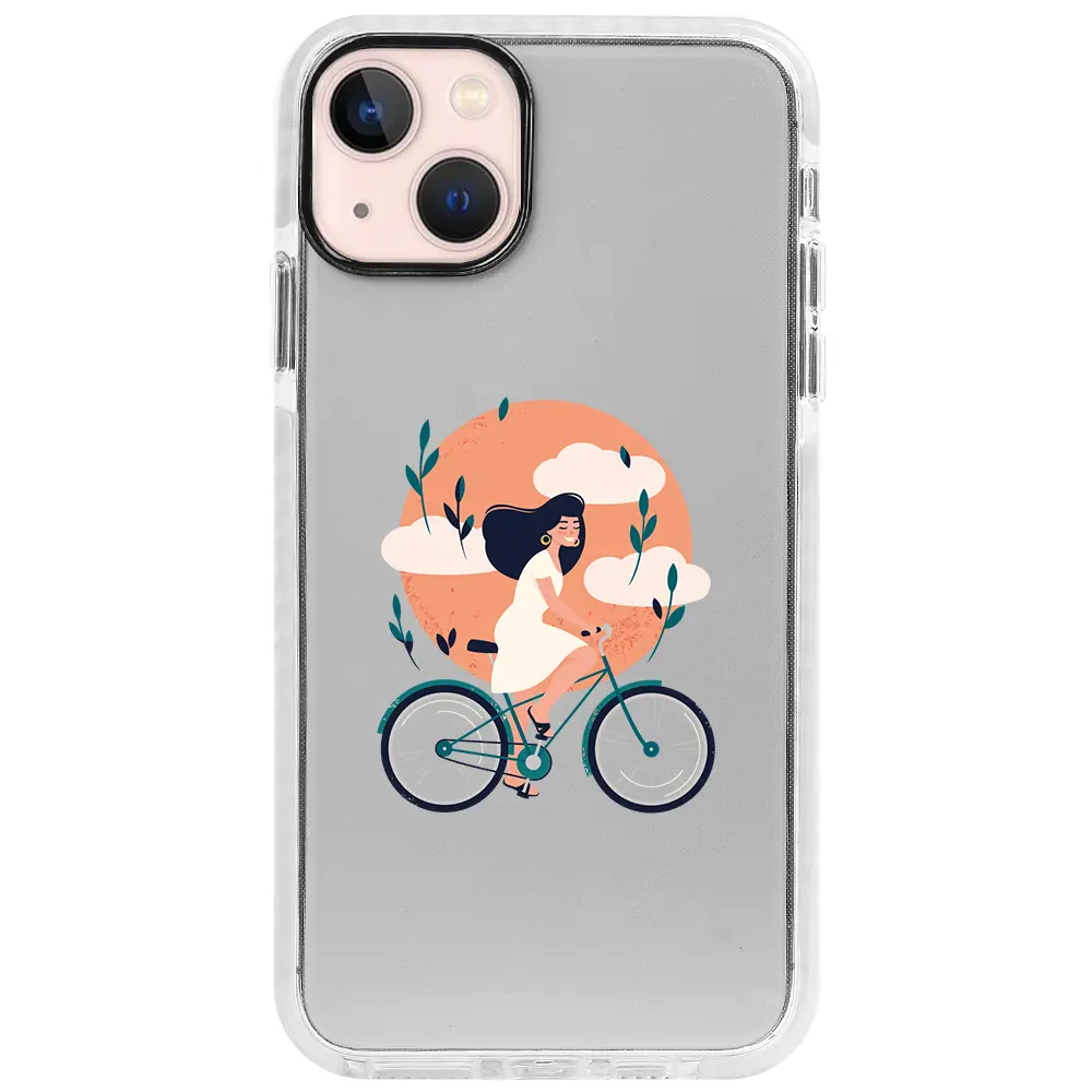 Apple iPhone 13 Beyaz Impact Premium Telefon Kılıfı - Flying On The Bike