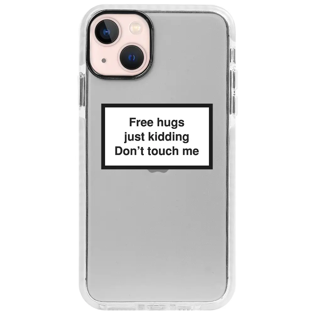 Apple iPhone 13 Beyaz Impact Premium Telefon Kılıfı - Free Hugs