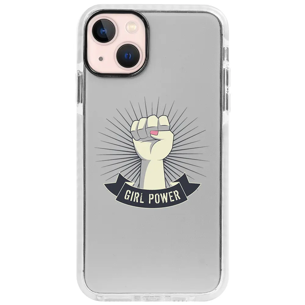Apple iPhone 13 Beyaz Impact Premium Telefon Kılıfı - Girl Punch