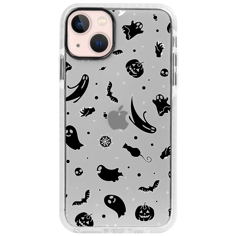 Apple iPhone 13 Beyaz Impact Premium Telefon Kılıfı - Halloween Black