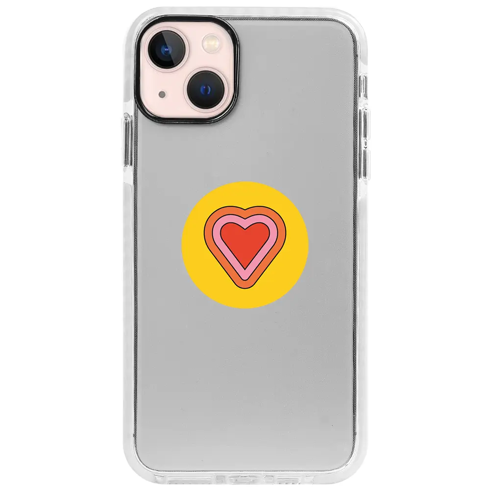 Apple iPhone 13 Beyaz Impact Premium Telefon Kılıfı - Kalp