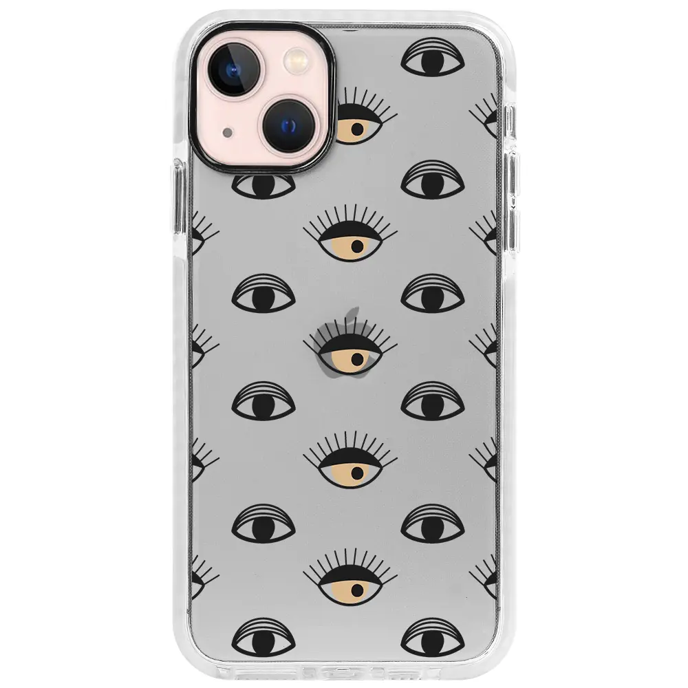 Apple iPhone 13 Beyaz Impact Premium Telefon Kılıfı - Krema Göz