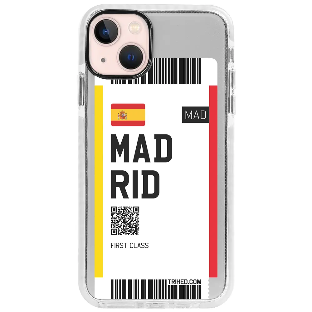 Apple iPhone 13 Beyaz Impact Premium Telefon Kılıfı - Madrid Bileti