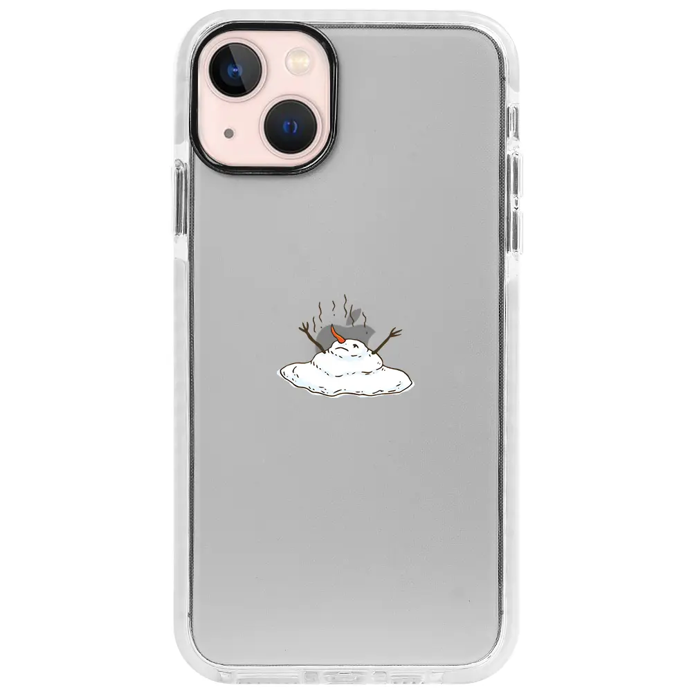 Apple iPhone 13 Beyaz Impact Premium Telefon Kılıfı - Melting Snowman