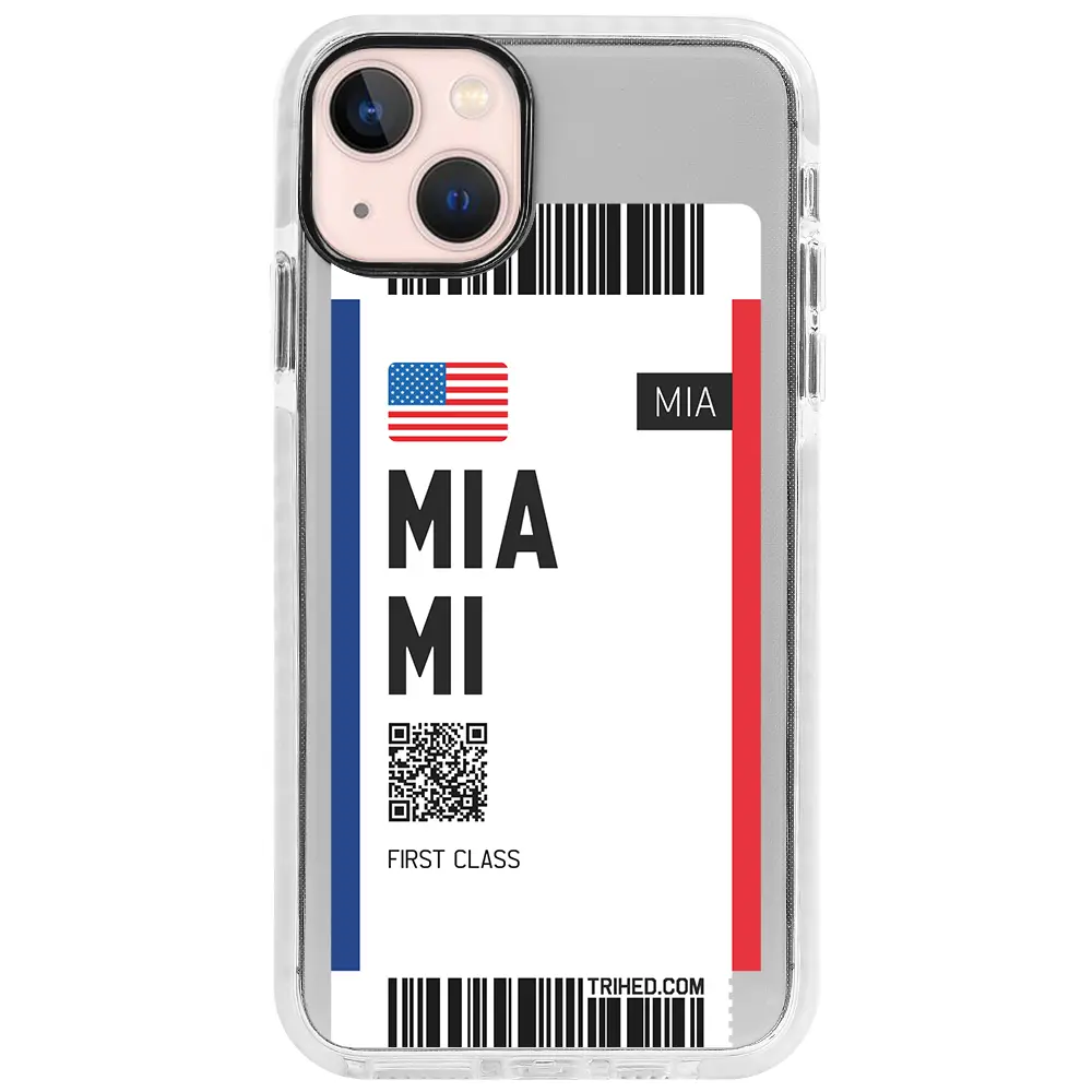 Apple iPhone 13 Beyaz Impact Premium Telefon Kılıfı - Miami Bileti