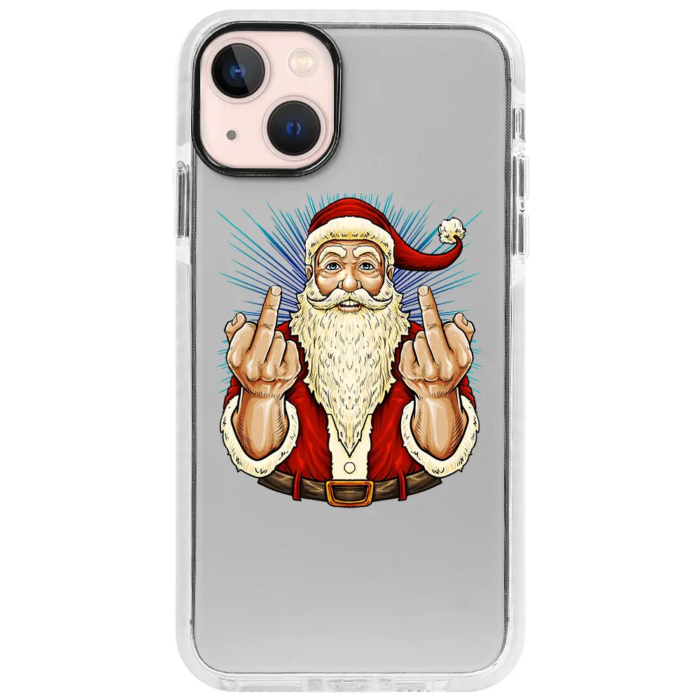 Apple iPhone 13 Beyaz Impact Premium Telefon Kılıfı - Naughty Santa