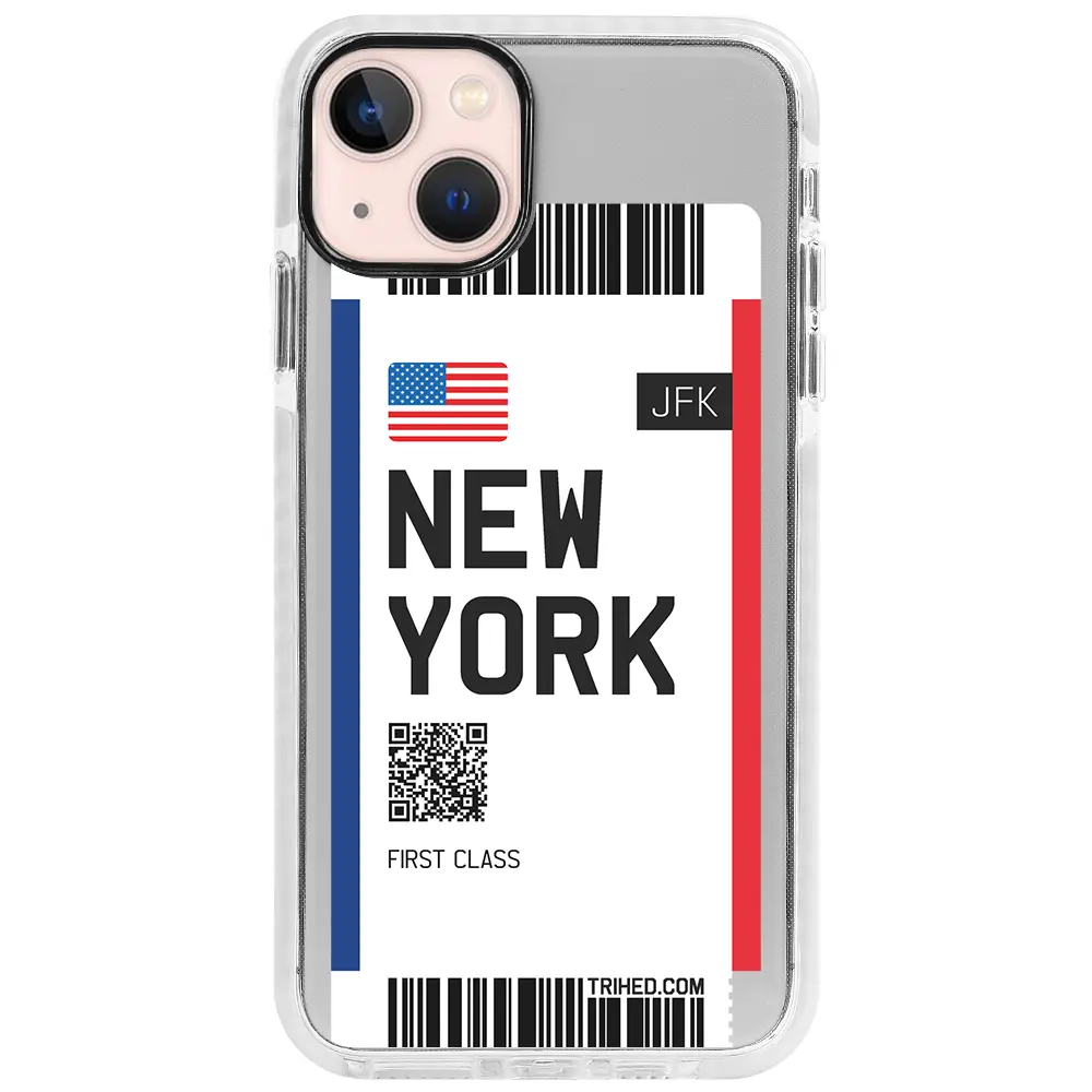 Apple iPhone 13 Beyaz Impact Premium Telefon Kılıfı - New York Bileti