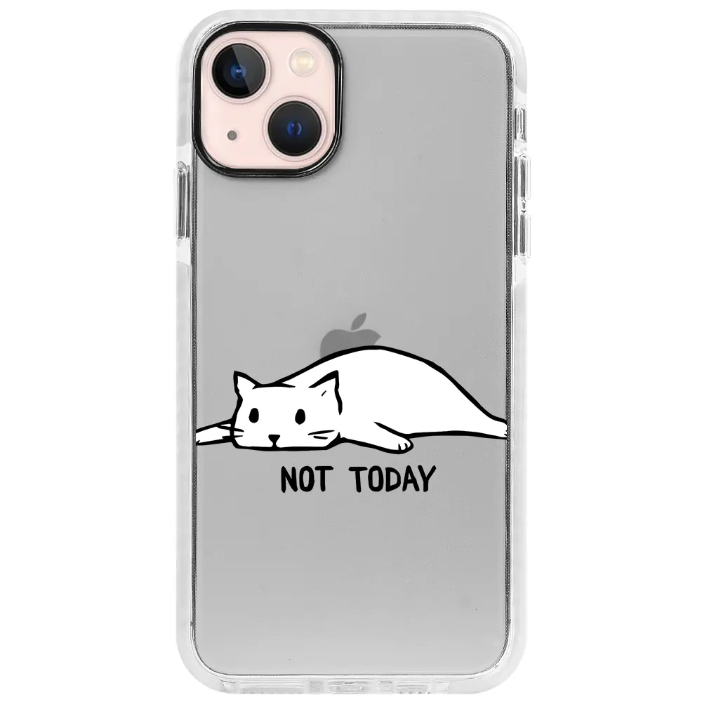 Apple iPhone 13 Beyaz Impact Premium Telefon Kılıfı - Not Today Cat