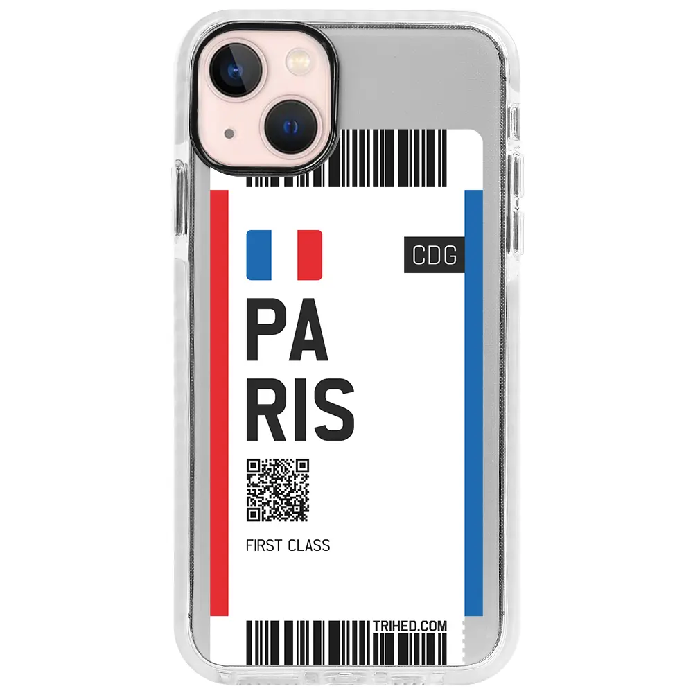 Apple iPhone 13 Beyaz Impact Premium Telefon Kılıfı - Paris Bileti