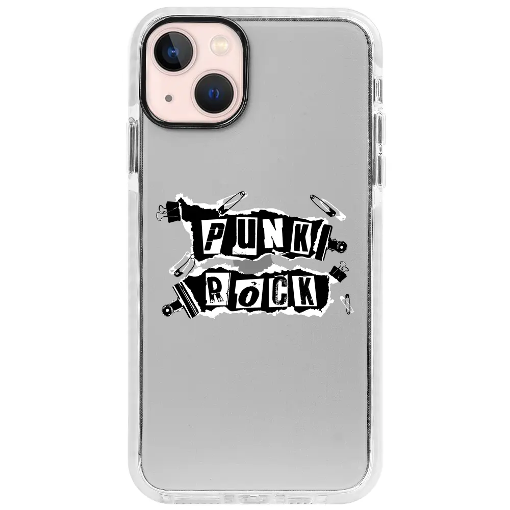 Apple iPhone 13 Beyaz Impact Premium Telefon Kılıfı - Punk Rock