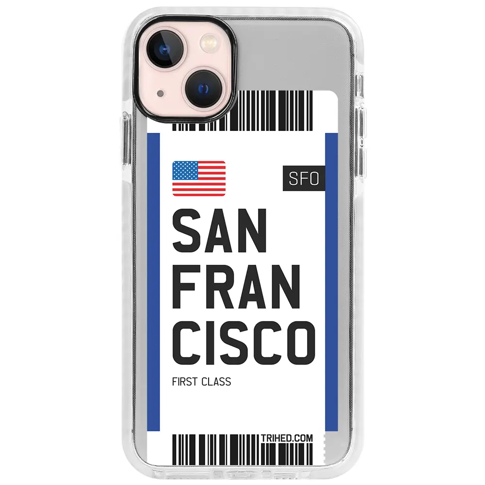 Apple iPhone 13 Beyaz Impact Premium Telefon Kılıfı - San Francisco Bileti