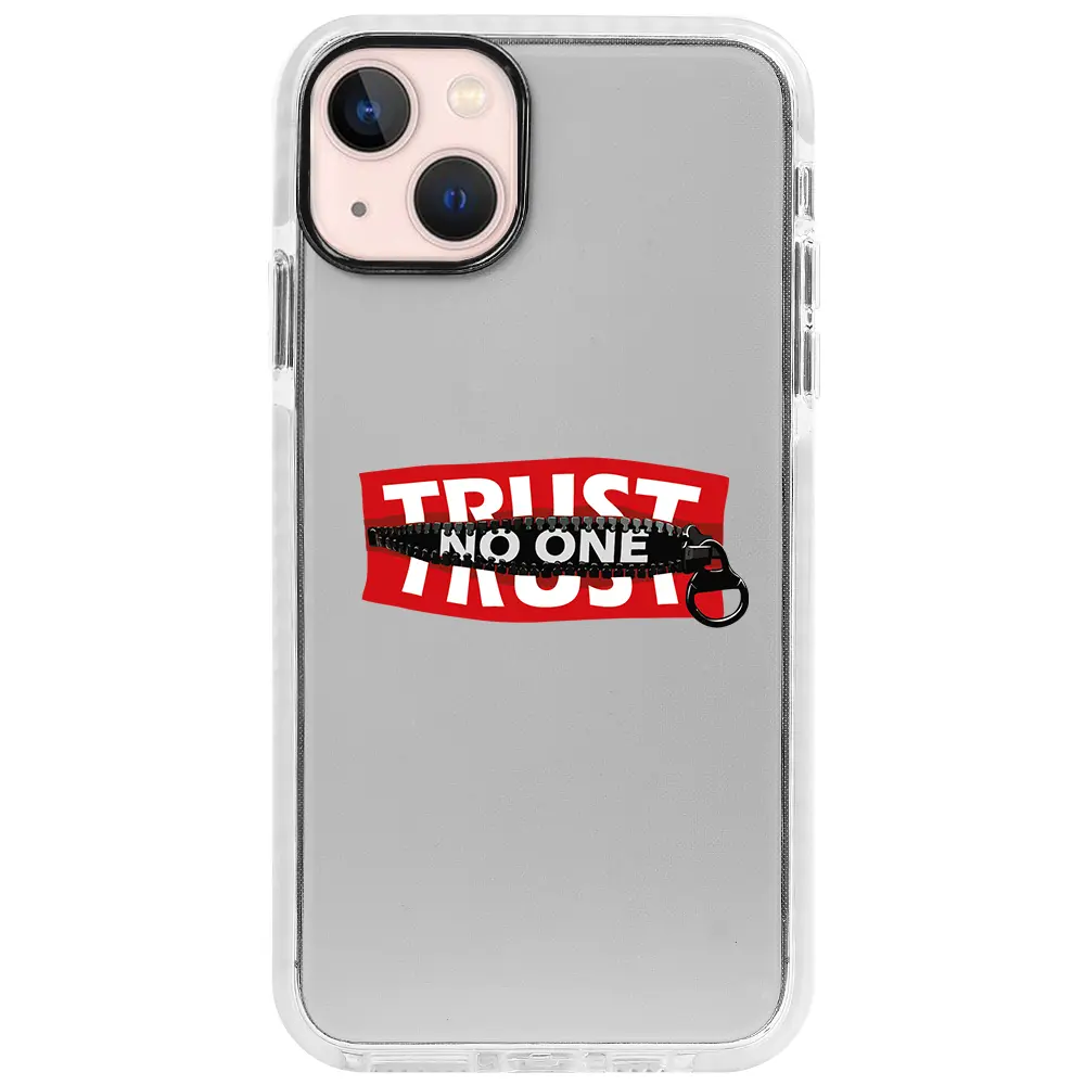 Apple iPhone 13 Beyaz Impact Premium Telefon Kılıfı - Trust No One